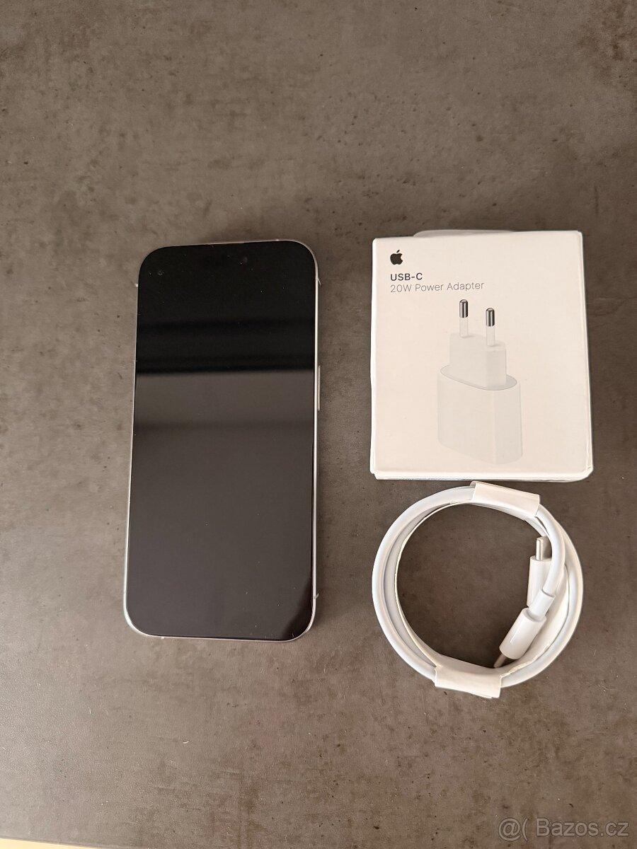Apple iPhone 15 Pro 128GB Bílý titan -TOP STAV