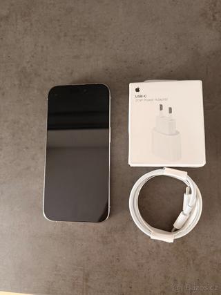 Apple iPhone 15 Pro 128GB Bílý titan -TOP STAV