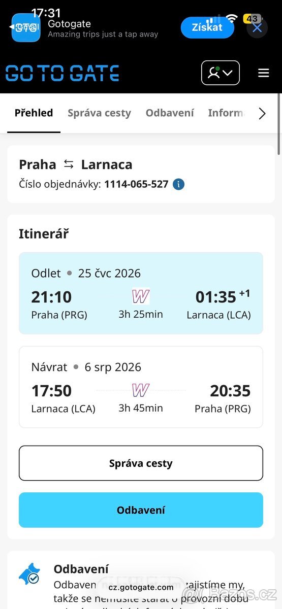 2 přímé lety na Kypr (Praha - Larnaca - Praha)