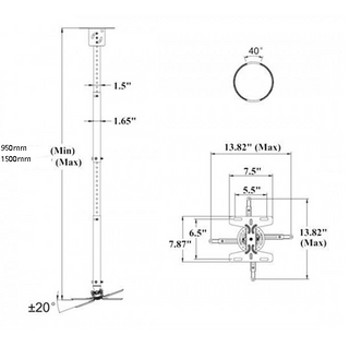 T618-4 Stropní držák projektoru: bílý