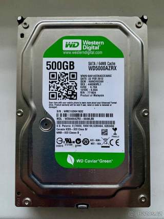 Úsporný WD Green 500GB SATA III 64Mb 3.5" HDD jen 4 tis.hod
