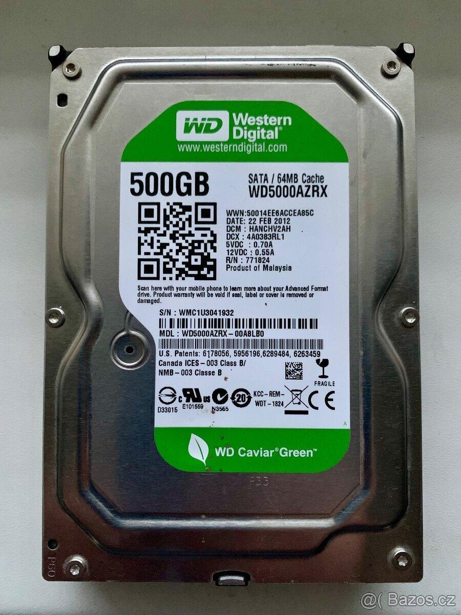 Úsporný WD Green 500GB SATA III 64Mb 3.5" HDD jen 4 tis.hod