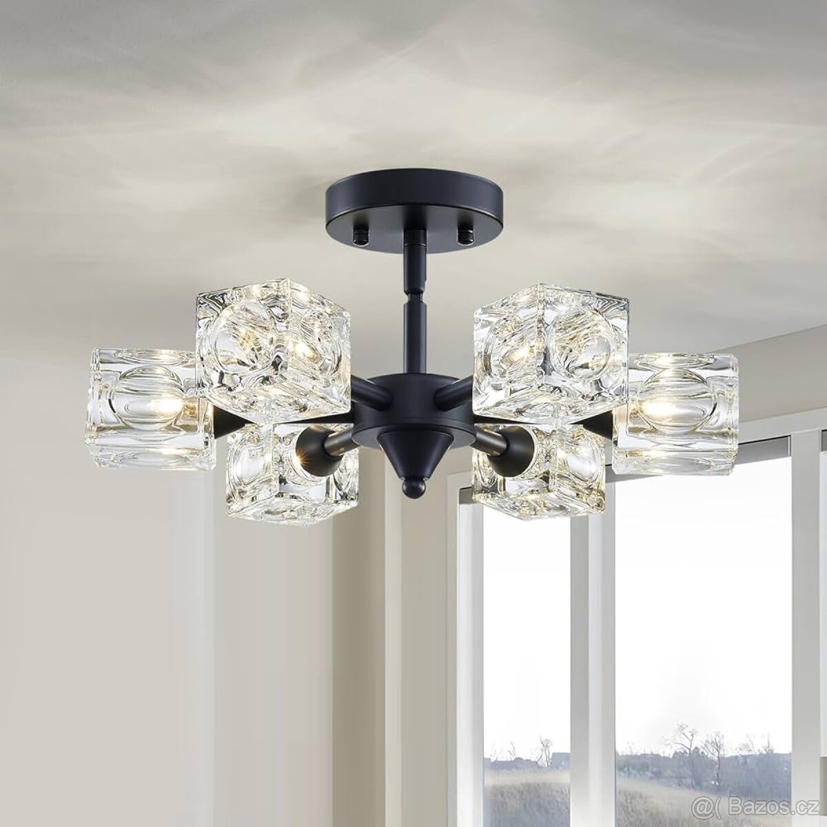 Luxus lustr kov a sklo 45 cm