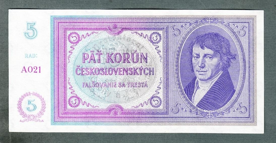 Staré bankovky 5 korun 1940 PŘETISK pěkný stav