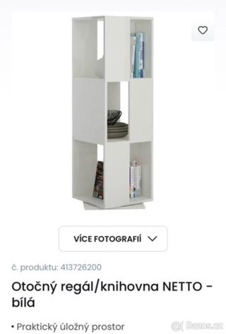 Bílý otočný regál/knihovna