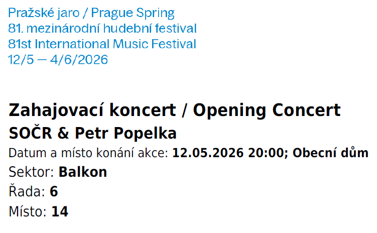 Pražské jaro - I. zahajovací koncert 12.5.2026