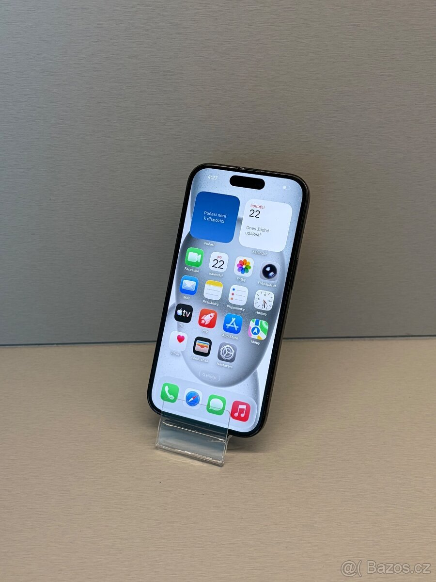 APPLE IPHONE 15 128GB ČERNÝ, BATERIE 96%, ZÁRUKA
