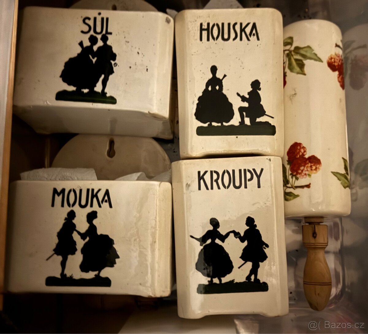 Starožitné dózy Rokoko + keramický váleček