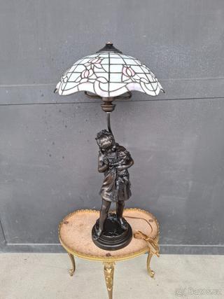 Bronzová figurální lampa, signovaná