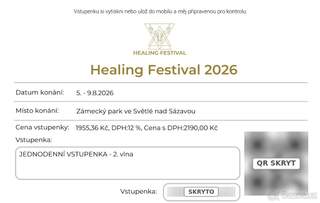 Jednodenní vstupenka Healing Festival 2026 za nákupní cenu