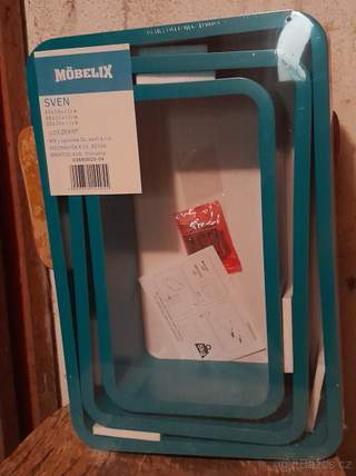 Sada nástěnných regálů zelenomodrá barva Mobelix