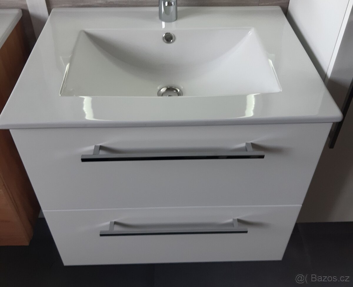 Koupelnová skříňka s umyvadlem 60 cm bílá lesk