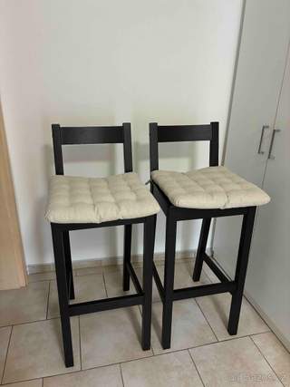 2× IKEA NORDVIKEN barová židle, černá + sedáky