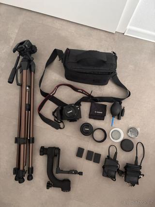 Canon EOS RP + Canon RF 35mm F1.8 + RF 16mm F2.8, 3x baterie