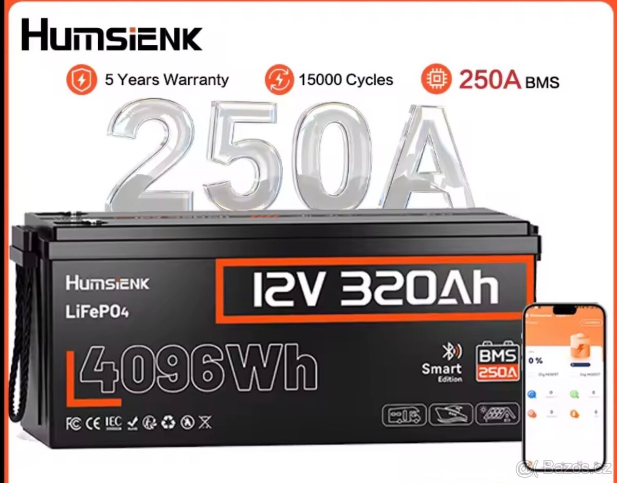 Baterie 12V,Humsienk 320Ah,lifepo4,Solární baterie