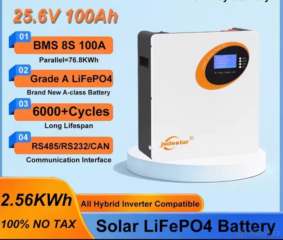 Nástěnná baterie25.6V,lifepo4,JSD Solar 100Ah,Powerbank