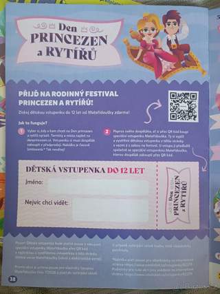 Vstupenka na Den princezen a rytířů pro dítě