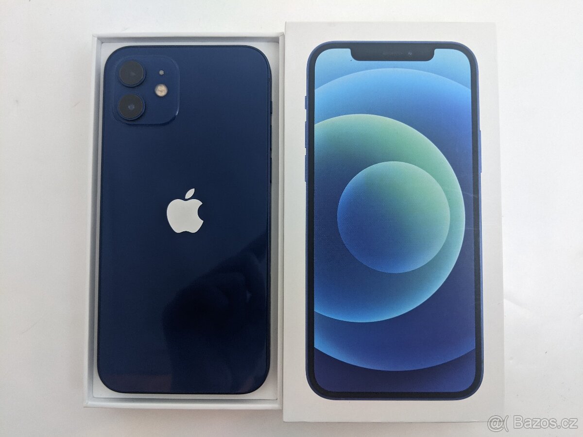 iPhone 12 64gb blue. Baterie 100%. Záruka 6 měsíců