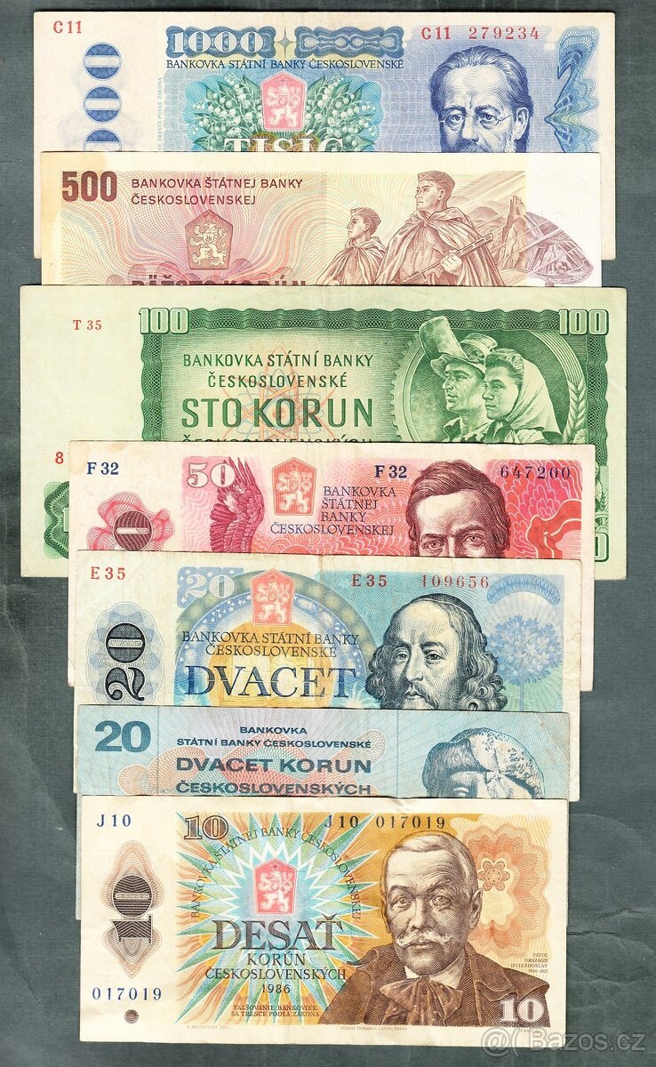 Sestava staré bankovky 1961-1988 - 7 kusů