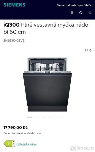 Nová vestavná myčka SIEMENS SN63HX03VE - 60 cm CENA