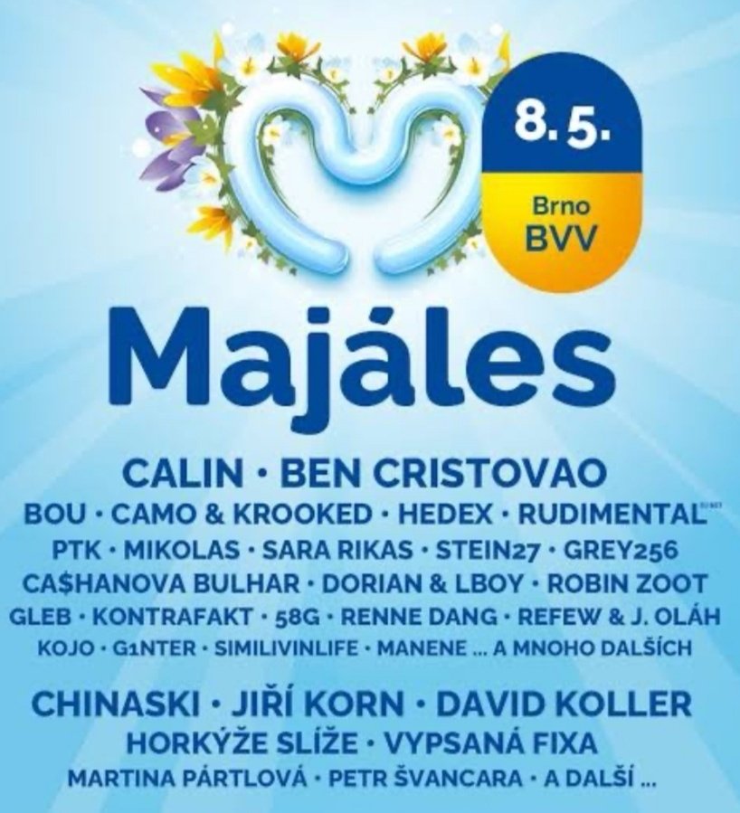 MAJÁLES Brno 8.5.2026 - prodám lístky na festival.