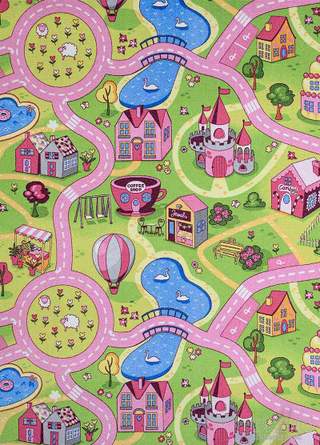 Nový 3,5 x 4 metry koberec SWEET TOWN 26 – růžová silnice