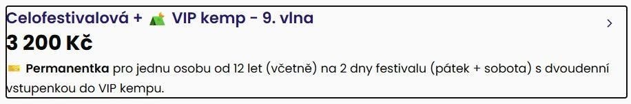 Hrady CZ - Veveří (7.-8.8.2026). Celofestivalové + VIP kemp
