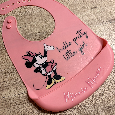 Silikonový bryndák s kapsou Minnie Mouse růžový