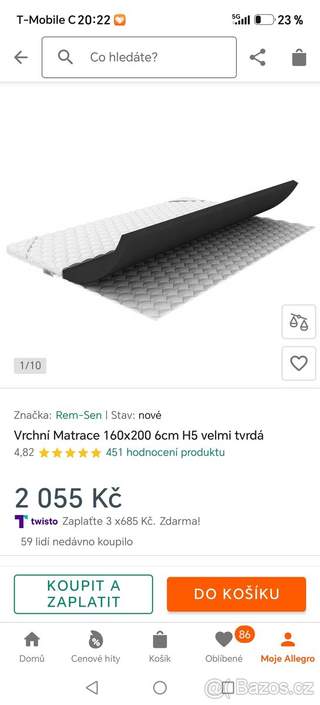 Toper, vrchní matrace