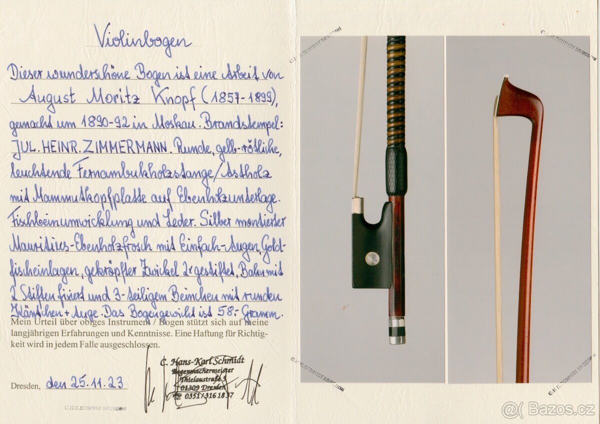 Fantastický smyčec od AUGUST MORITZ KNOPF (1857-1899)