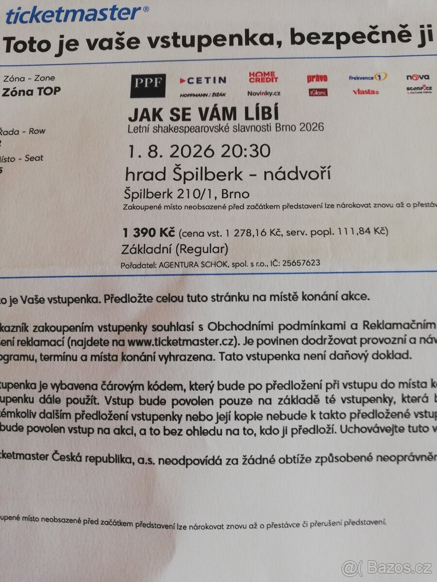 Letní shakespearovské slavnosti Brno 2026