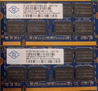 2x RAM Nanya DDR2 2GB NT2GT64U8HD0BN-AD -