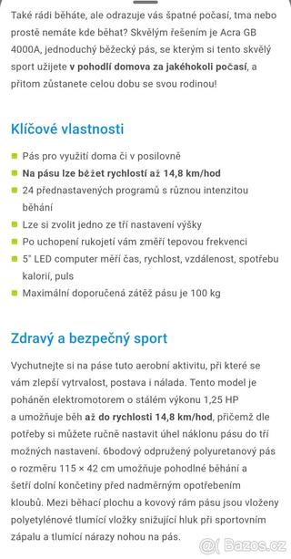 Běžecký pás Acra Brother GB4000A – skvělý stav