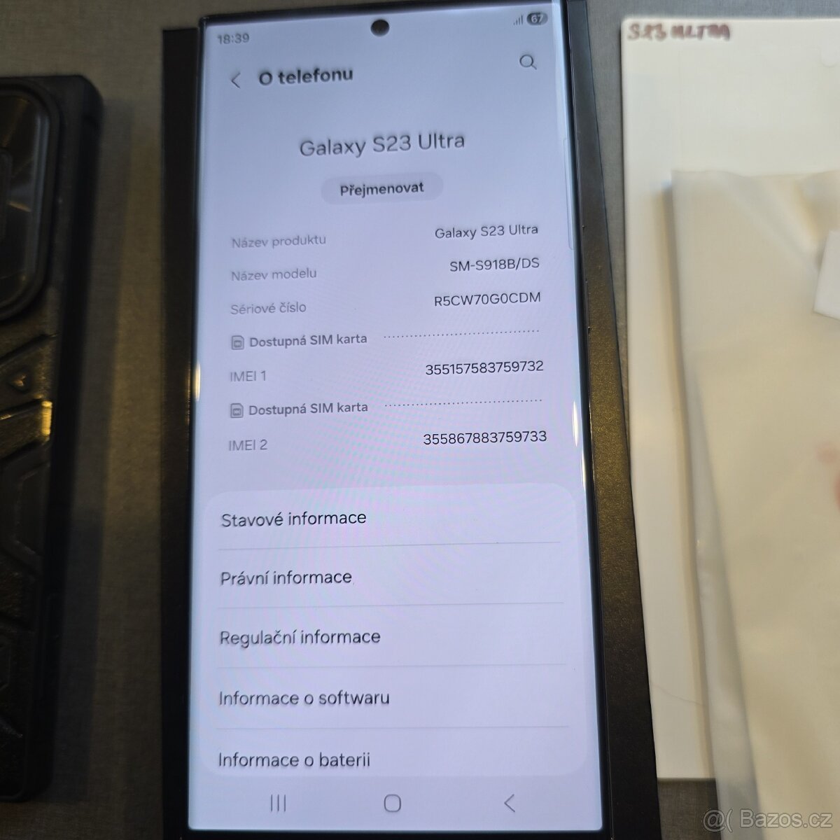 Samsung Galaxy s23 Ultra včetně pouzdra
