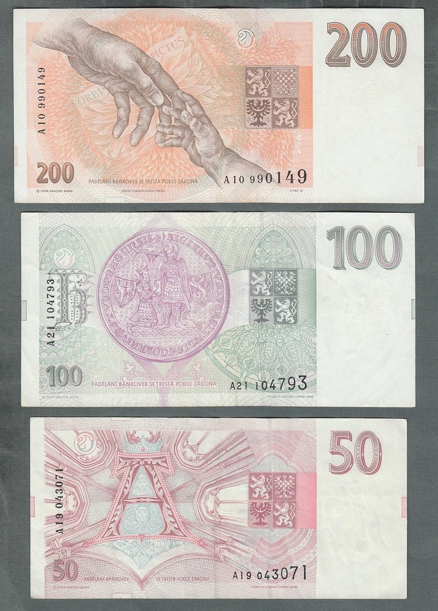 Staré bankovky sestava vydání 1993 VZÁCNÉ 50-200 Kč pěkné