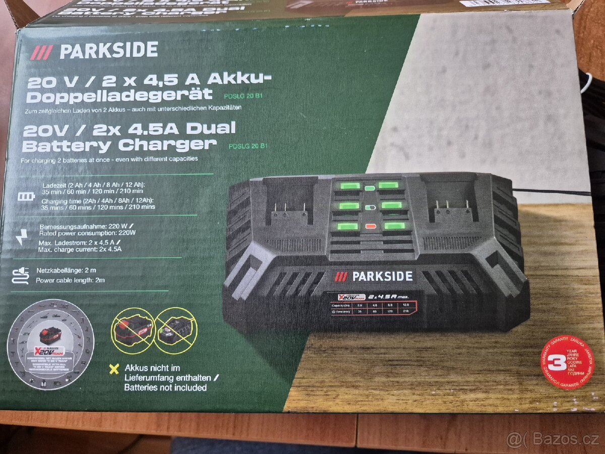 Parkside dvojitá rychlonabíječka 20V 2x 4.5A