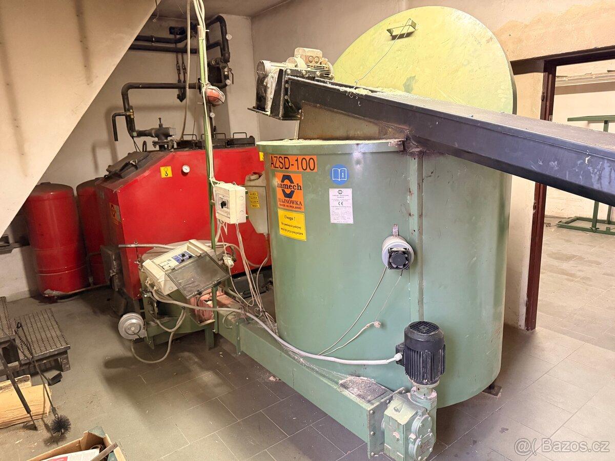 Kotel na štěpku, piliny, biomasu 110 kW kompletní sestava