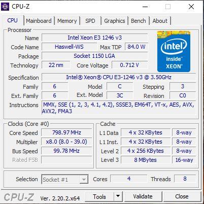Intel Xeon E3 1246 v3 3.5GHz 4c/8t 4K GPU socket 1150