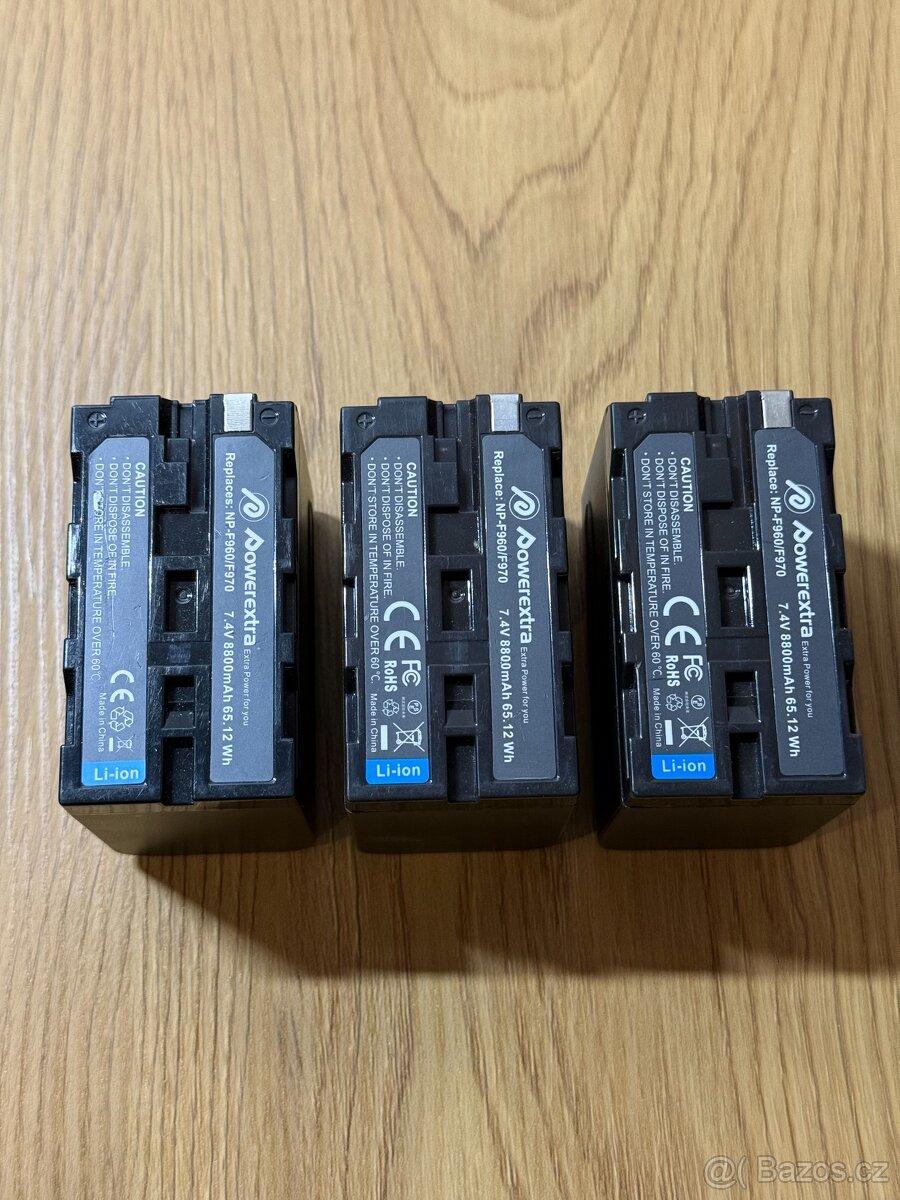 Powerextra NP-F970 / NP-F960 – 3× náhradní baterie