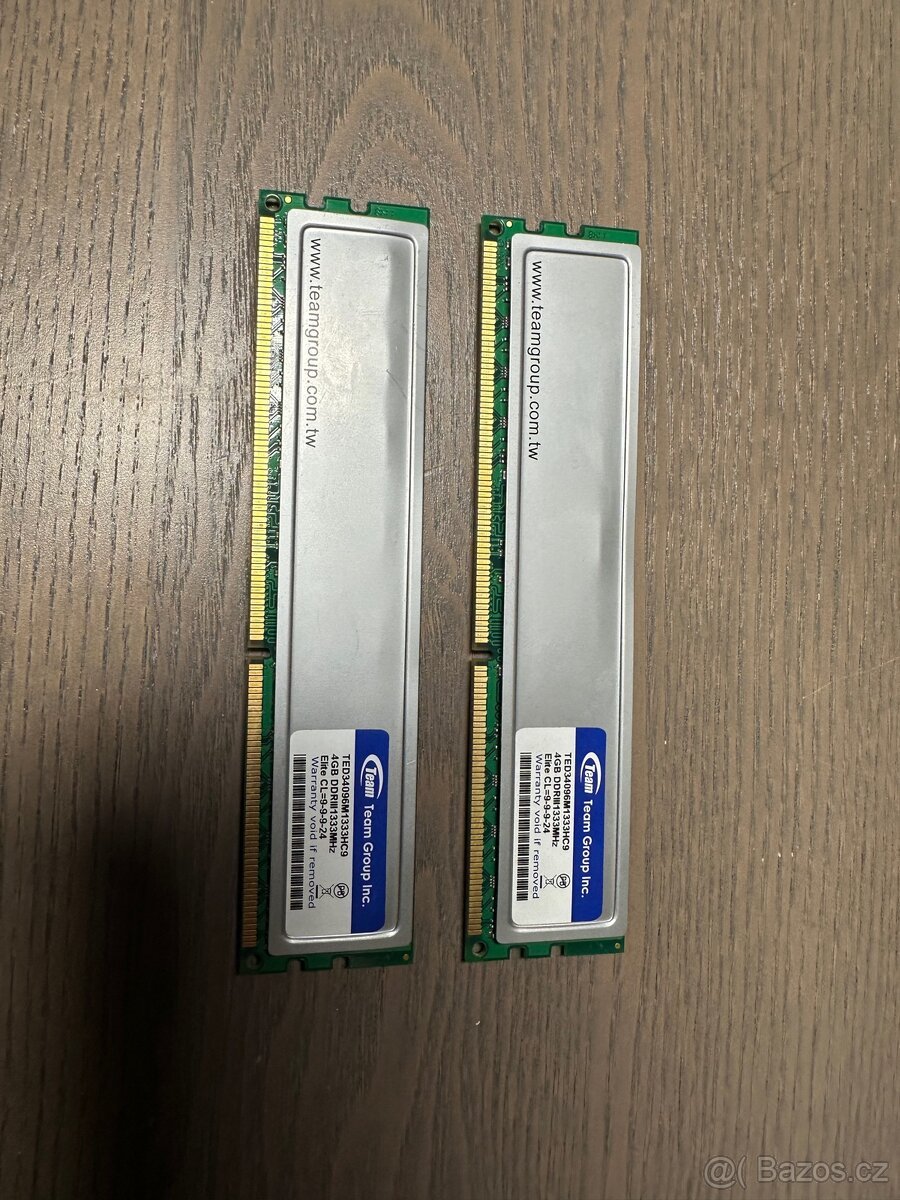 Paměti Team Group Elite DDR3 1333MHz 4GB ×2 (8GB celkem)