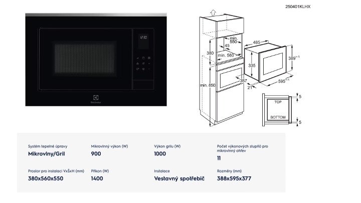Vestavná mikrovlná trouba Electrolux LMS4253TMX