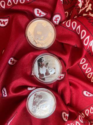Stříbrné mince China Panda – sada 2016, 2017, 2018 (30 g Ag