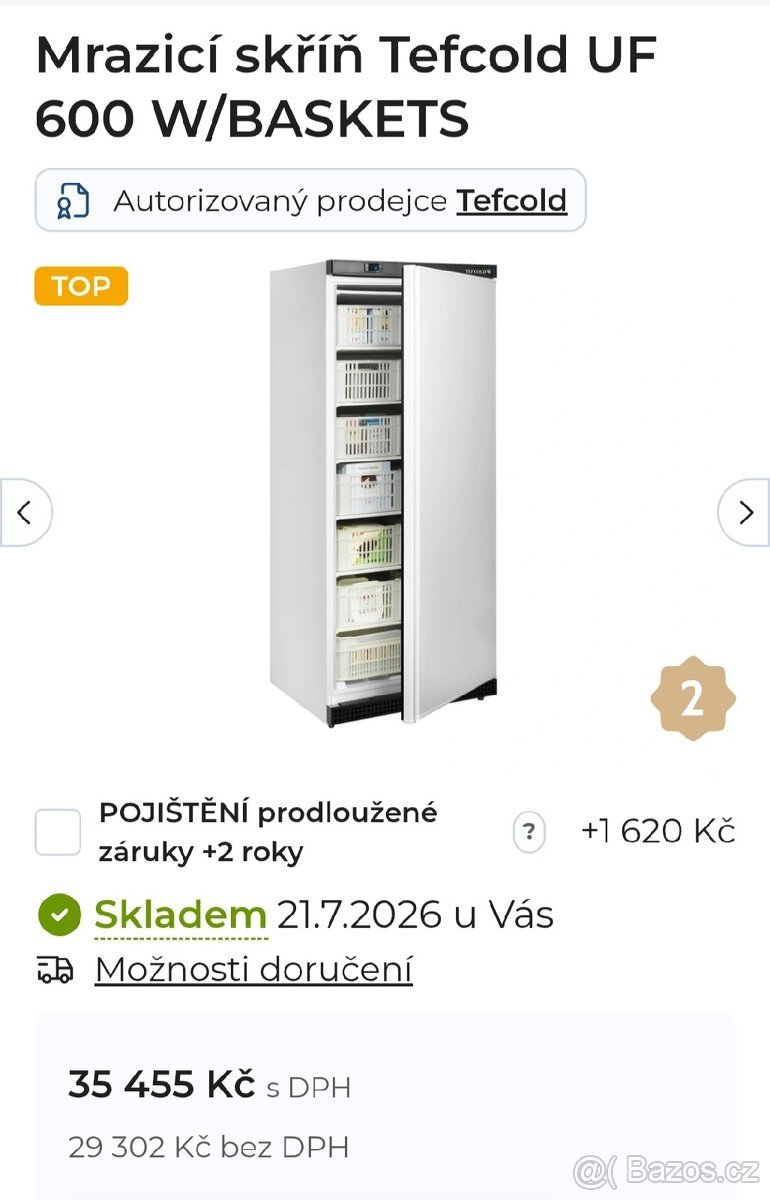 Mrazicí skříň Tefcold UF 600 W/BASKETS
