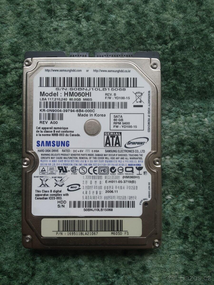 Prodám hdd Samsung HM060HI, SATA