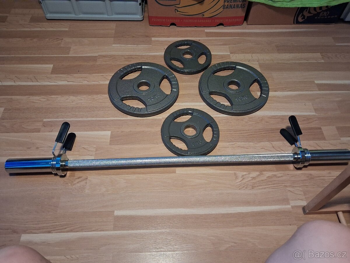 Prodam olympijskou osu +30kg závaží