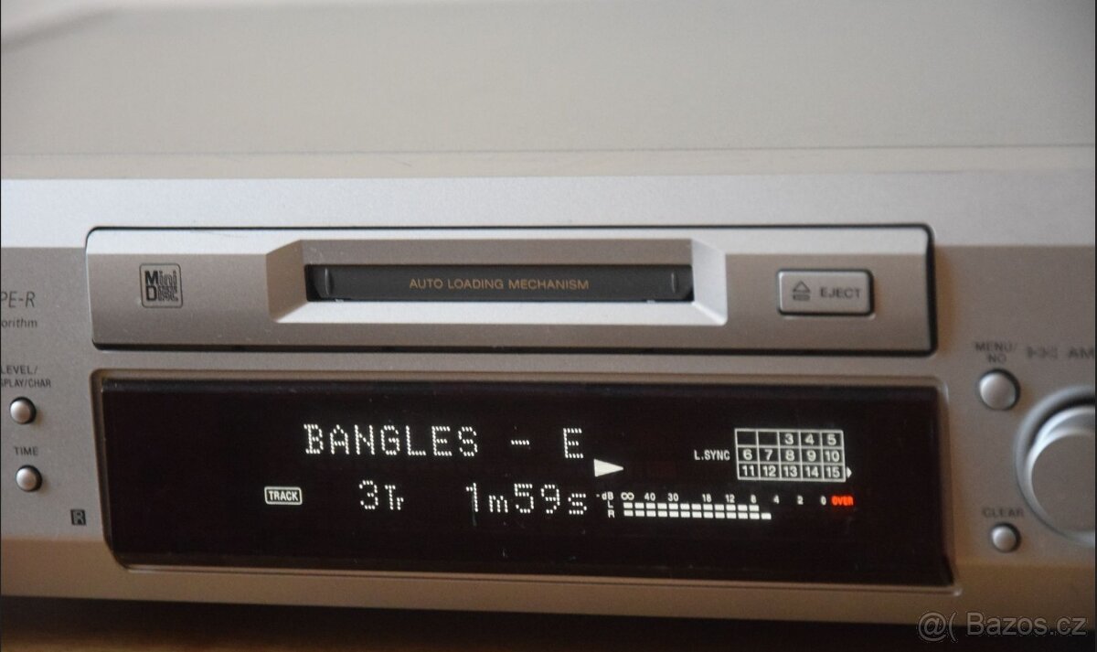 Minidisc deck SONY MDS-JE530,media MD, manuál, kabely cinch
