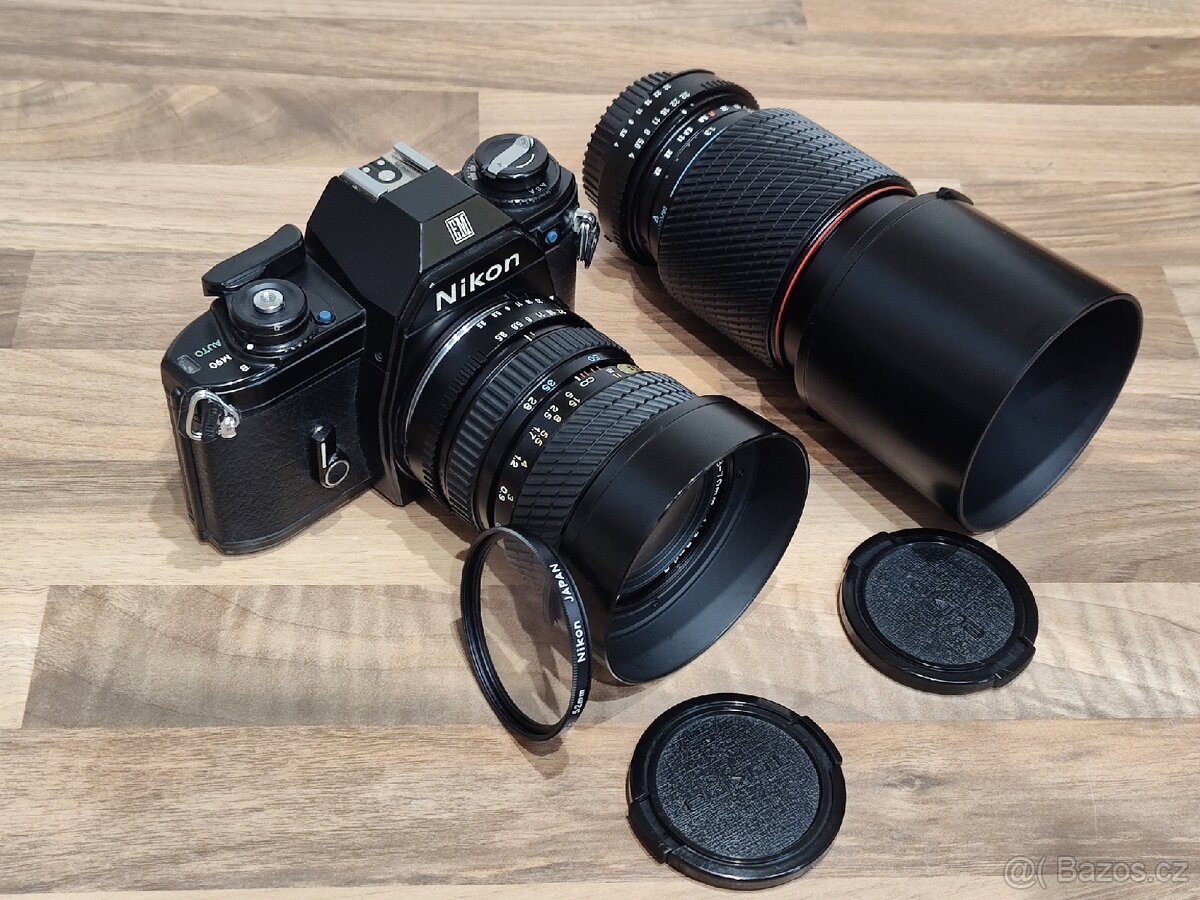REZERVACE - Kinofilmová zrcadlovka Nikon EM + objektivy