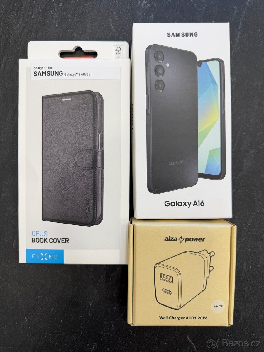 Nový Samsung Galaxy A16, set s pouzdrem a nabíječkou