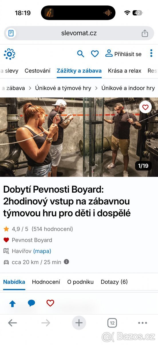 Vstupenka Pevnost Boyard Havířov