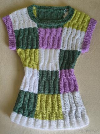 RUČNĚ PLETENÁ, NOVÁ, PATCHWORK HALENKA: S-M (nenošená)